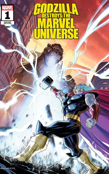 GODZILLA DESTROYS THE MARVEL UNIVERSE #1 JAVIER GARRON VARIANT
